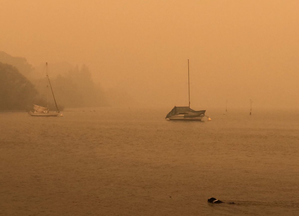 AdrianHerring's tweet photo. Lake Burley Griffin this morning. #canberrasmoke https://t.co/AXTROkZz0m
