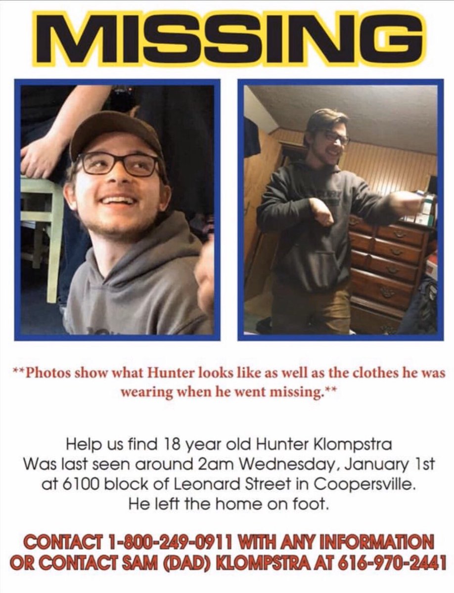 GraceKing1111's tweet photo. our friend hunter has been missing since new year’s day. the minimum you can do is rt. we just want our friend to come home. https://t.co/cTE8b1gRco