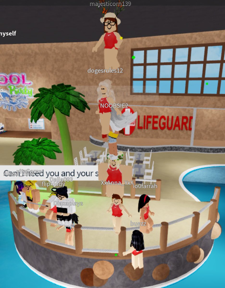 kiwusein's tweet photo. The main server was full, but we still had fun without staff! :D We played our own games and even found a secret hangout spot! Was a blast C: @RobloxGymnastic #RedSwimsuitGang!❤️👙 https://t.co/td0J7c1Q9i