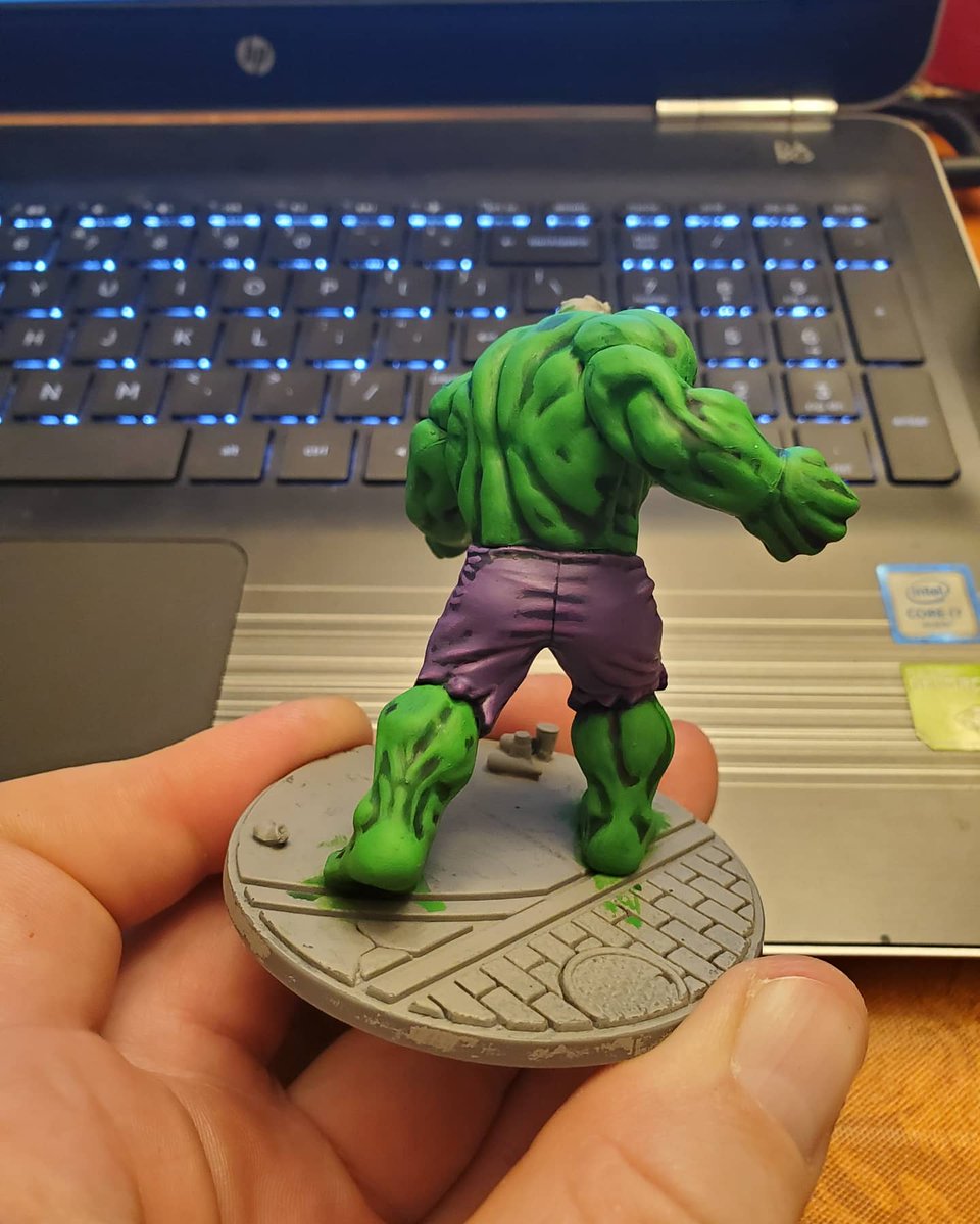 BluegrassGamers's tweet photo. WIP on The Hulk. This is probably my favorite model of all so far. #fantasyflightgames #ffg #atomicmassgames #thehulk #avengers #marvel #marvelcrisisprotocol #scale75paints https://t.co/t8rHpW0Les