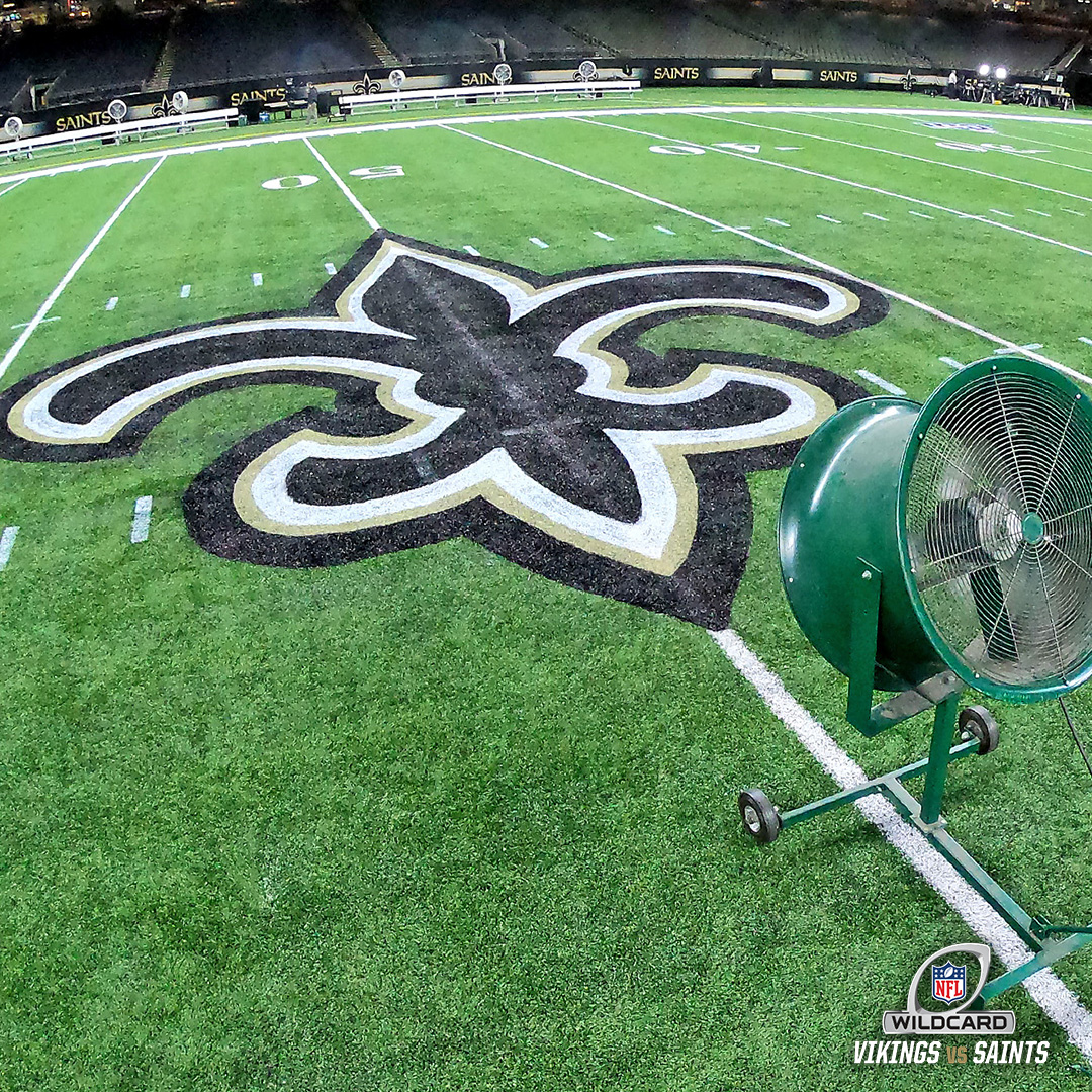 Saints's tweet photo. The @MBSuperdome and the city are doing their final prep for Sunday's game - get ready to... 

bring the NOISE! 🗣🗣🗣

#NotEnough | #MINvsNO https://t.co/ZOLmaHXaDc