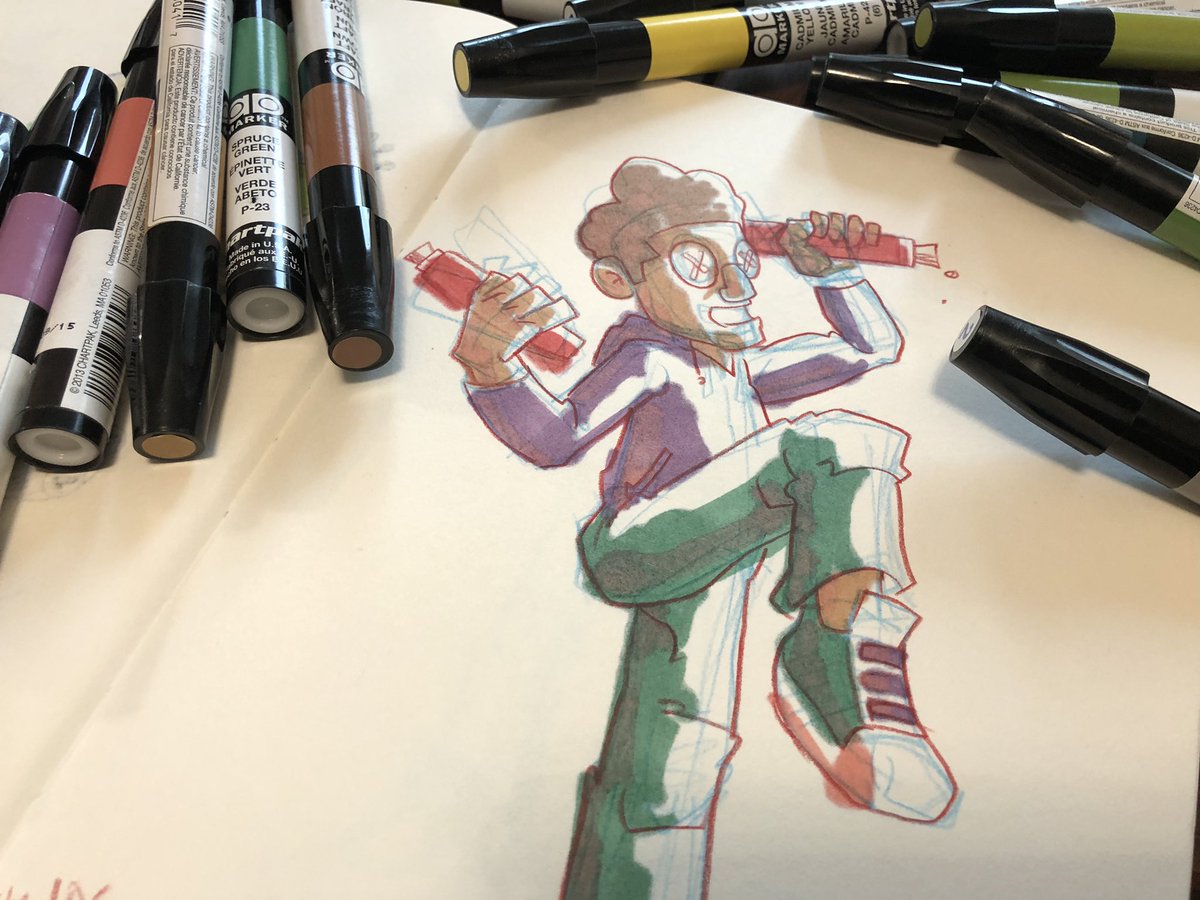 deltatangomike's tweet photo. Got some fresh #ADMarkers so it’s time to get on some #BlacBook #Drawing.
#OC by @not_so_cool_kids_ pencils and inks by @DeltaTangoMike
#TraditionalArt #ChartPak #ChartPakMarkers
#Storytelling #ArtDirector #CreativeClass #ContentCreator #Illustrator #iLikeToDraw #ConceptArt https://t.co/2aXJVugyq7