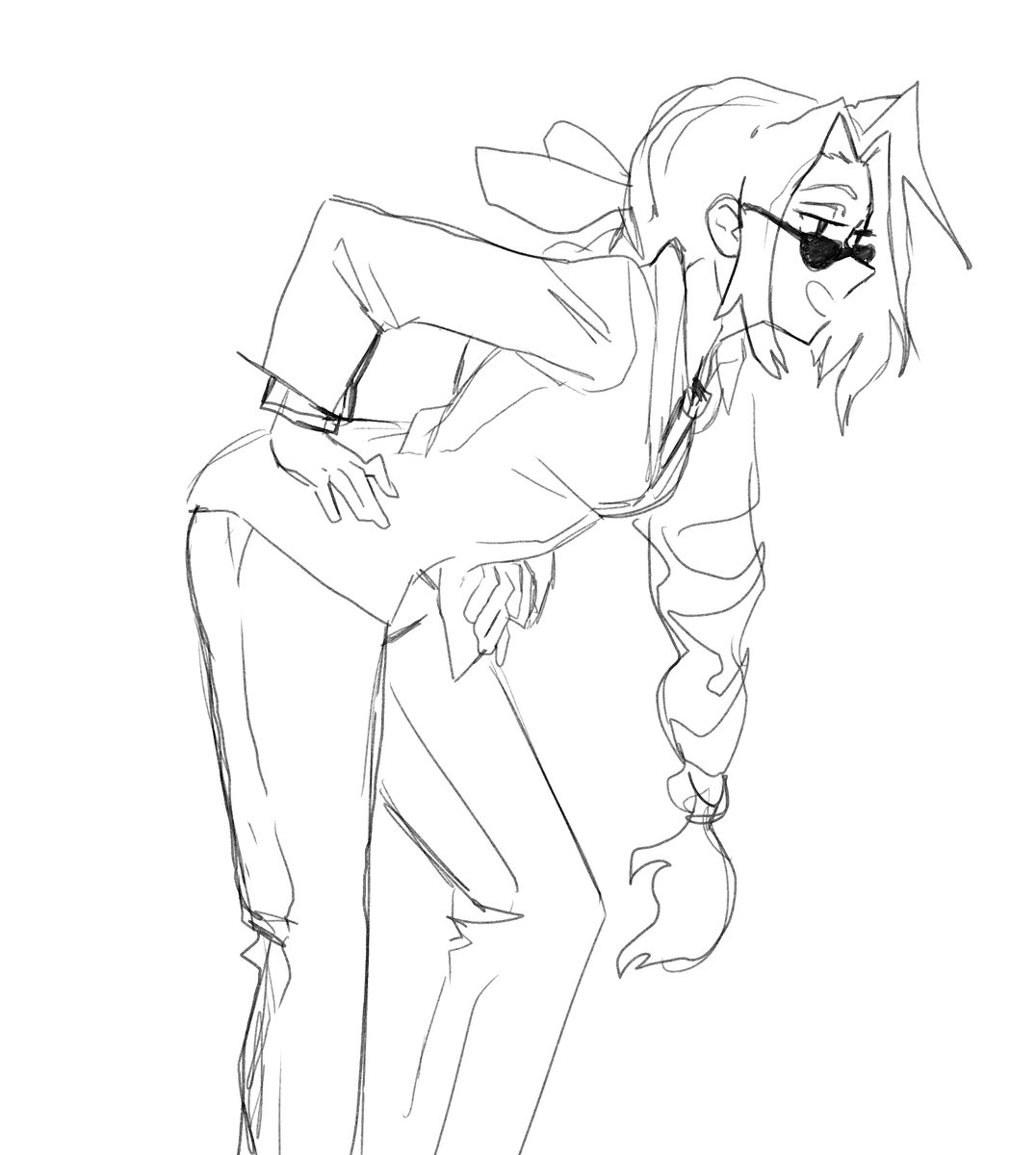 heres a doodle of aerith dressed as a trunks cuz ladies in suits 