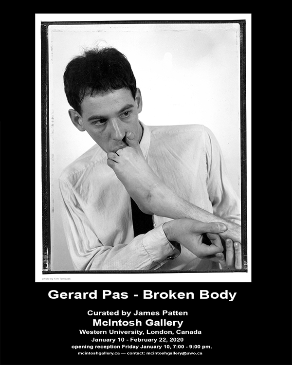 gerardpas's tweet photo. Gerard Pas — Broken Body
Curated by James Patten
McIntosh Gallery - Western University - London, Canada 
@McIntoshGallery
Jan. 10 - Feb. 22, 2020

Opening reception: Friday January 10, 7:00–9:00 p.m.
https://t.co/9p8P0QO7M3

#McIntoshGallery #BrokenBody #canadianart #disability https://t.co/DLDR0b4i81