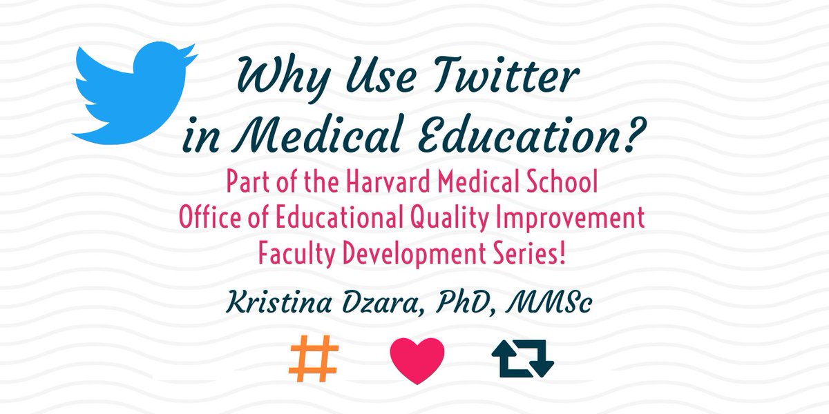 KristinaDzara's tweet photo. Looking forward to Tuesday's talk @HarvardMed for the #HMSMedEd #FacDev Series!
"Why Use Twitter in #MedEd?"
See you there! @UeFrances @BTempy @DebNavedo @DrKaylaB @AnthonyMaeda @drsinhaesq @MarieReillyMD @MartinaStippler @flieonthewall @MonicaValero16 @Marinos_S @LanaCamiel https://t.co/gZOw4Sjj5X