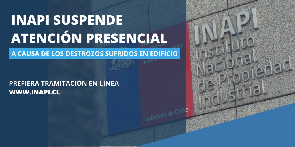 Llaman a los usuarios a utilizar la plataforma de trámite en línea inapi.cl que permite acceder al 100% de los servicios.

Más información en: inapi.cl/sala-de-prensa…