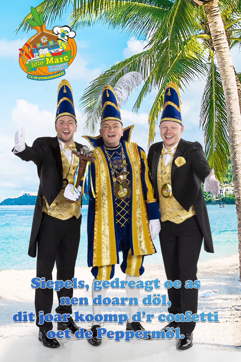Othmarridders's tweet photo. Het Carnavalstrio 2020 van CV de Othmarridders is compleet! Stadsprins Marc (Oude Egbrink, 50) heeft twee fantastische adjudanten gevonden in Pim Bank (27) en Mike de Winder(28). We wensen jullie en alle Othmarridders een fantastisch carnaval! https://t.co/TXIKAwE5fX