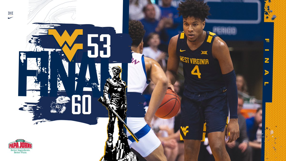 No. 16 West Virginia falls at No. 3 Kansas, 60-53.

West Virginia will remain on the road and play at Oklahoma State on Monday at 9 p.m. on ESPN2.