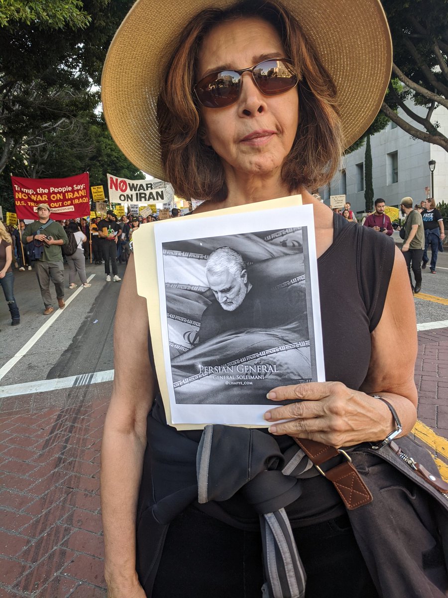 'Anti-war' protesters in Los Angeles carry around photos  memorializing Qasem Soleimani