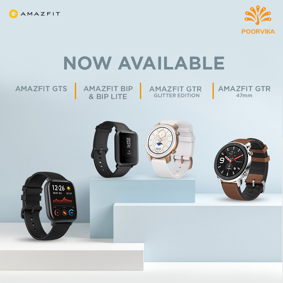 AmazfitIN's tweet photo. Now get a hands on experience of Amazfit Smartwatches.
Amazfit smartwatches are now available at Poorvika stores in Tamil Nadu and Karnataka.
#AmazfitIndia #FitnessMotivation #AmazfitBipLite #AmazfitSmartwatches #GetSetGTR #AmazfitGTR #GetThatSwitch #AmazfitGTS https://t.co/AjMVFXsRsT