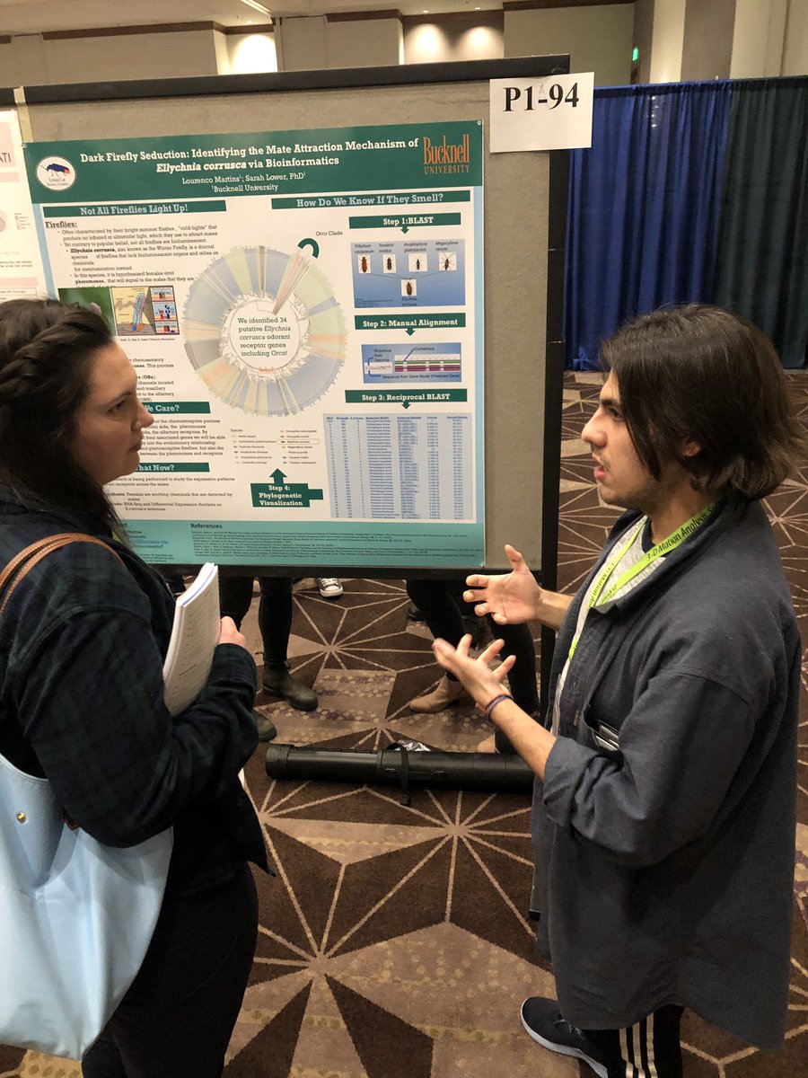 Bucknell <a href="/LowerLab/">Lower Lab</a> representing at tonight’s #SICB2020 poster session. <a href="/seslower/">Sarah Lower</a> should be proud!