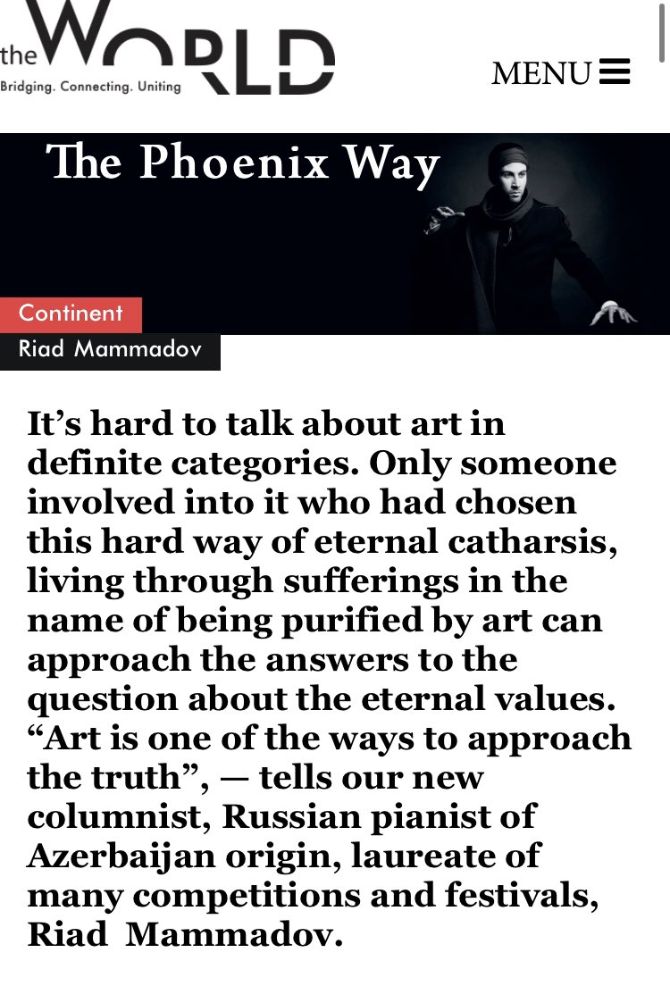 Статья в журнале «THE WORLD»