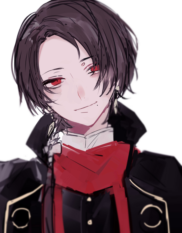 kashuu kiyomitsu male focus 1boy red eyes mole under mouth jewelry earrings solo  illustration images