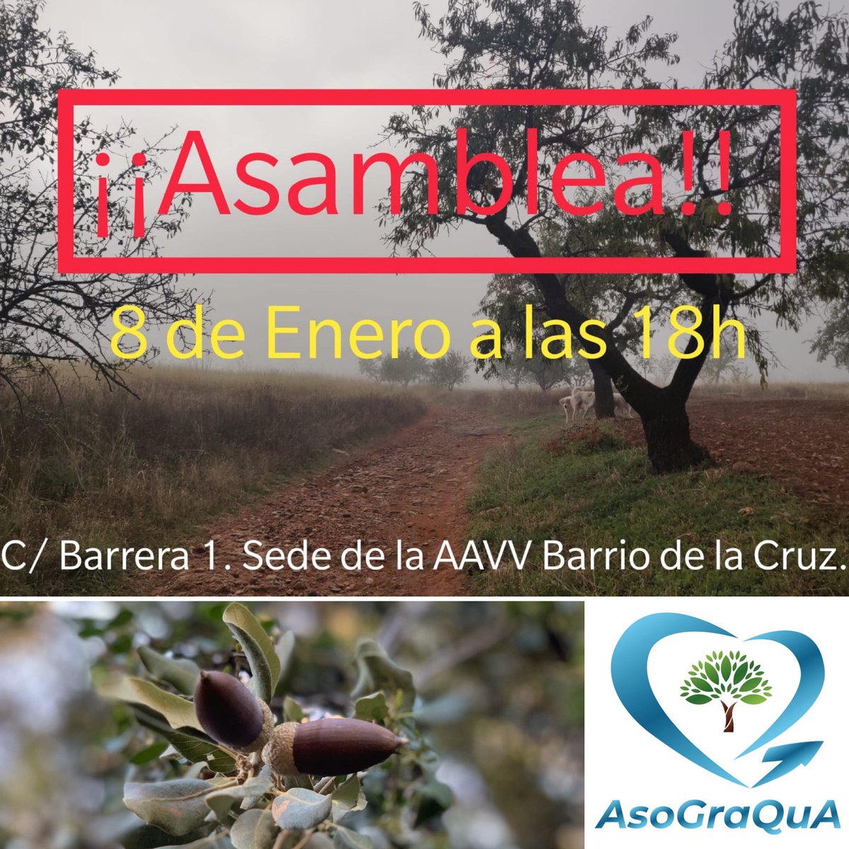 Te esperamos el próximo miércoles día 8 de enero a las 18 horas en la sede de <a href="/Cruz_BarrioLa/">A.VV_BarrioLaCruz 🍁🍂🌬️</a>  (asociación de vecinos barrio De la Cruz) donde celebraremos la primera asamblea te esperamos!!!