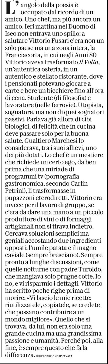 CarloOttaviano's tweet photo. Vittorio Fusari nel ricordo di Gianni Mura (pagina sport di @repubblica) https://t.co/sFxSyXtsSe