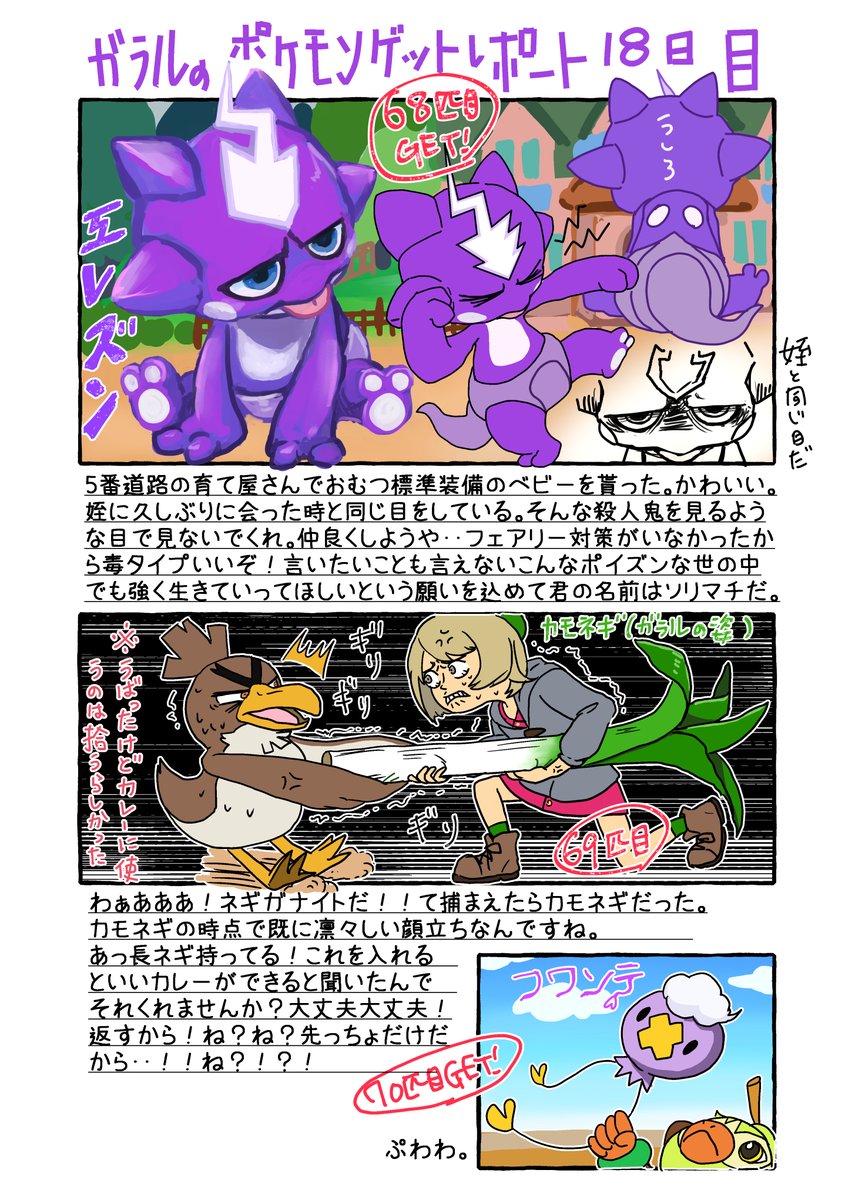 ガラルのポケモンゲットレポート18日目
五番道路の育て屋さん 