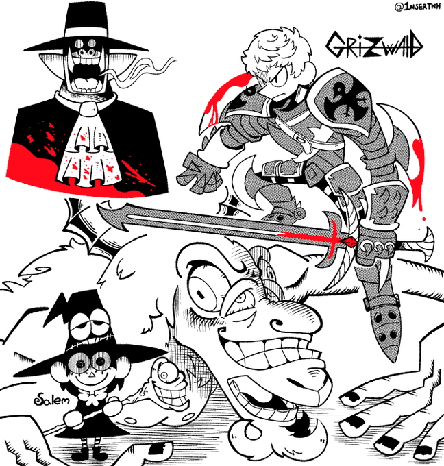 some more fantasy stuff. I really liked the knight and tiny witch so I ended up giving them names. Gonna try and use them for future comics 