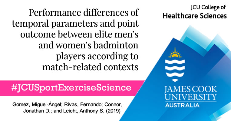 JCUCHS's tweet photo. Recent #JCUSportExerciseScience publication: Performance differences of temporal parameters and point outcome between elite men's and women's badminton players according to match-related contexts. 
https://t.co/ynKeKNucsA https://t.co/O2u3sDJCef