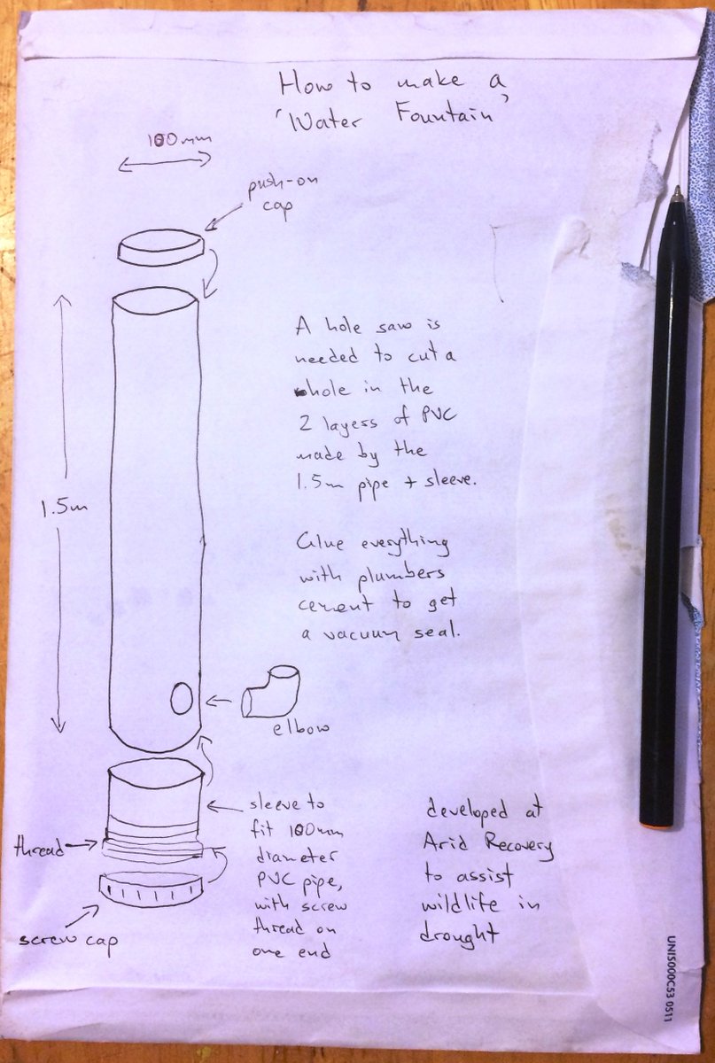 Anyone wanting to help wildlife after bushfires - here's a simple cheap design for a 'water fountain'. Can be made from hardware store stuff. They limit evaporation, lasting 2 weeks in 40+ degrees here and making a real difference for our drought affected animals. #AustraliaFires