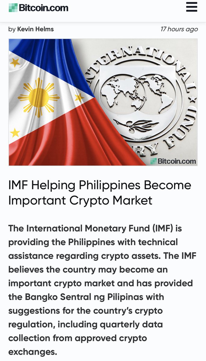 Day 430 The IMF is helping Philippines with technical assistance for Crypto  assets! This is a clear indicator proving that countries need to understand  Crypto technology in order to stay ahead of