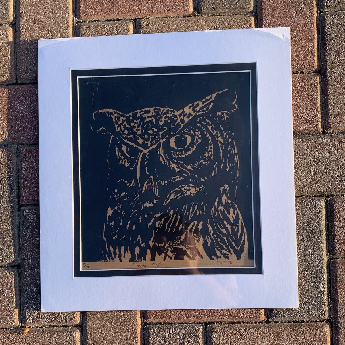 t_dulin's tweet photo. #dulindoodles title: “Wise Owl.” 🦉Dm it interested in a copy!! #printmaking #owls #supportlocal #supportlocalartists https://t.co/ZoG9A9Nnf9