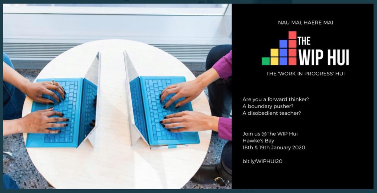 Jordan_priestle's tweet photo. We are looking for educators across New Zealand to come & join us at The WIP Hui
Bringing together forward-thinking educators who like to:
⭐️share
⭐️connect
⭐️disrupt
⭐️challenge
Embracing the “Yes and” thinking.
Register your interest
https://t.co/oh4gxS3mr3
#WIPHUI20 https://t.co/fZWjouOnwC