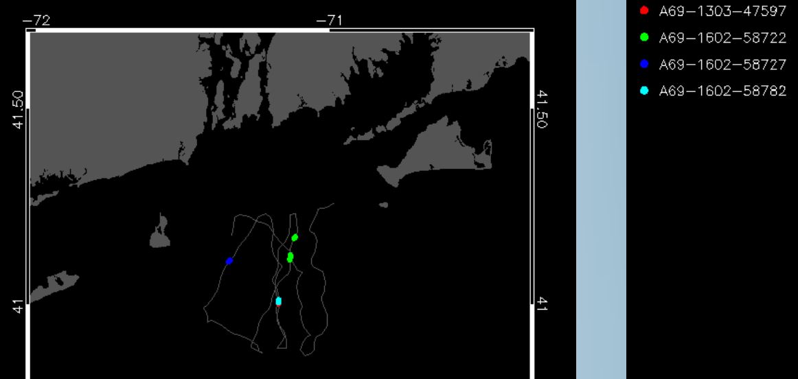 chmcguire's tweet image. #fishtelemetry enthusiasts: near-real time tag detection data transmitted from glider mounted @vemcoteam receiver transiting RI Sound/Cox Ledge--til March. Whales too! @BOEM_DOI funded project led @NOAAFish_NEFSC w/ @WHOI glider (research partners tagged) dcs.whoi.edu/cox1219/cox121…
