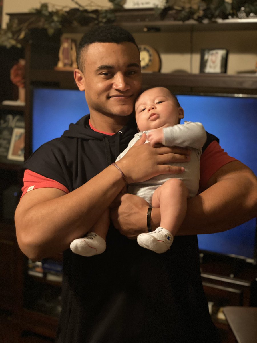Coach_Carroll2's tweet photo. @Cam_Haller came to visit to meet #mini me! Love you bub and we are thankful you came! Til next time! #firemancam #filitaco #behbeh https://t.co/8zPpEqOUmA