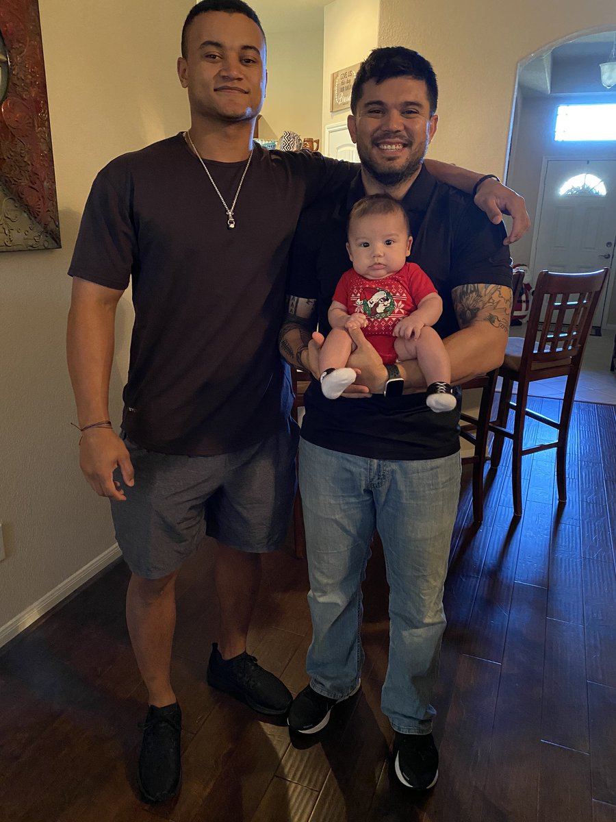 Coach_Carroll2's tweet photo. @Cam_Haller came to visit to meet #mini me! Love you bub and we are thankful you came! Til next time! #firemancam #filitaco #behbeh https://t.co/8zPpEqOUmA