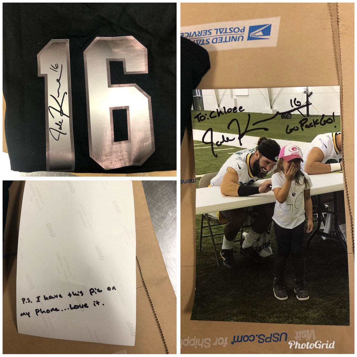 ashley_gannaway's tweet photo. Thank you so much #JakeKumerow for making my niece’s Christmas. She loves you so much!! You are such a good human!! She also says #GoPackGo also thank you @63GBPackerfan for helping me with this!! #PackersTwitter is the best!! https://t.co/eKqwHI4xQD