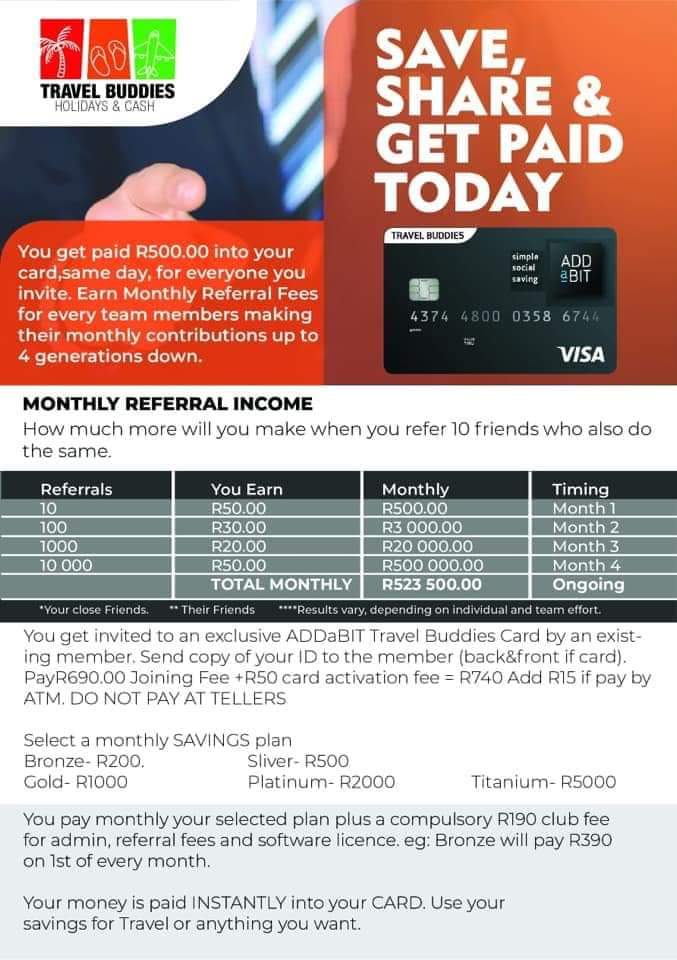 ADDaBIT_RSA's tweet photo. Help another child change their life with ADDaBIT Travel buddies offers you the power to save, travel and still earn at the same time. Let this be your breakthrough year

#OJewaTurns1 https://t.co/noGi9XE6nb