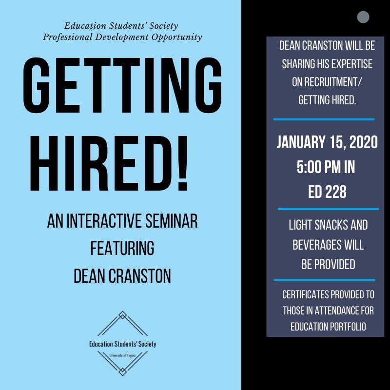 ureginaess's tweet photo. Welcome January! 

The Education Students' Society is excited to announce the Professional Development events for the month of January! We are excited about these events and we hope you are too! 

#UofRESS https://t.co/ys6OGxmKCE