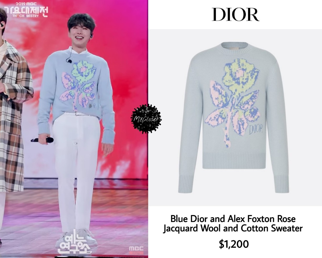 MonstaX Closet on X 191231 MBC Gayo Daejejeon Special Stage DIOR Blue Dior and Alex Foxton Rose Jacquard Wool and Cotton Sweater 1 200 https t aOt0jzcVH6 KIHYUN MONSTA X MXCloset Kihyun https t ...