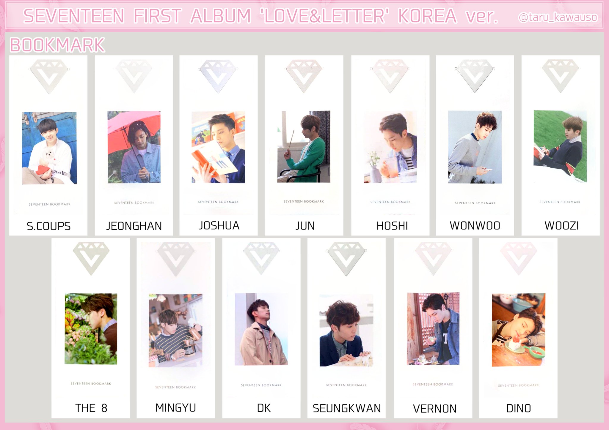SEVENTEEN Love &Letter しおり ステッカー ウォヌ（FIRST ALBUM