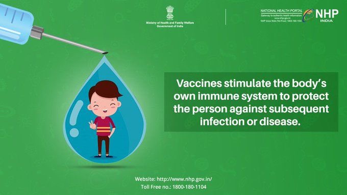 NHPINDIA's tweet image. #Vaccination stimulates the immune system to create antibodies against a particular disease but they do not cause the disease. Get more information about vaccines provided under UIP at nhp.gov.in/universal-immu…
 #SwasthaBharat #VaccinesWork