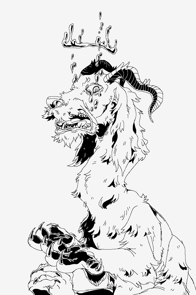 stagbeeble's tweet photo. My vent art always includes some sort of emotional beast expressing vividly; this one is the god of grief. I lost my dad. #ventart https://t.co/0n9bjNm69j