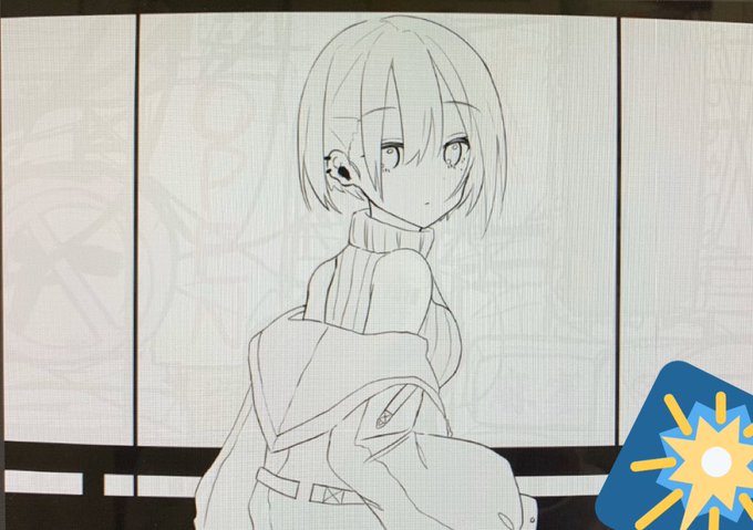 創作してますいつもより太めに線画描いてる 
