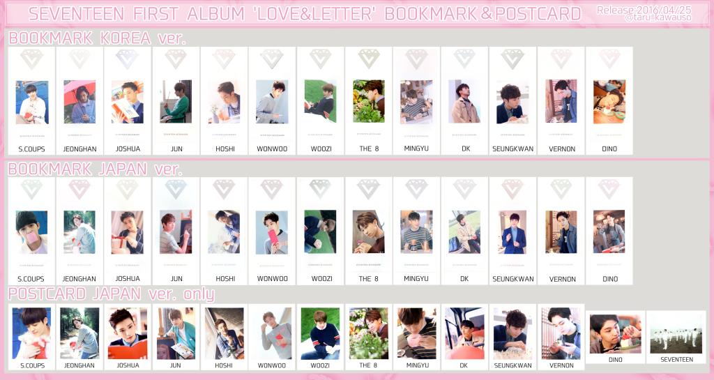 Seventeen - Love & Letter Bookmark and Postcard list Cr