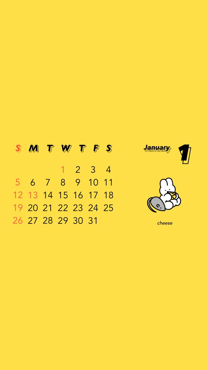 1月のカレンダーと壁紙を配布します スマホのロック画面 ホーム画面 Line Nsnの漫画