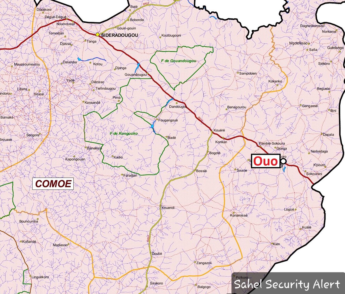 Sahel_Security's tweet photo. 1- #Cascades #Comoe : le matin du 05 jan 2020, des hommes armés ont attaqué la Brigade de Gendarmerie de Ouo (province de la Comoé) à quelques 50km de la frontiere ivoirienne.
Bilan provisoire : importants degats materiels, personnel safe.
Source securitaire https://t.co/odEtvmnskI