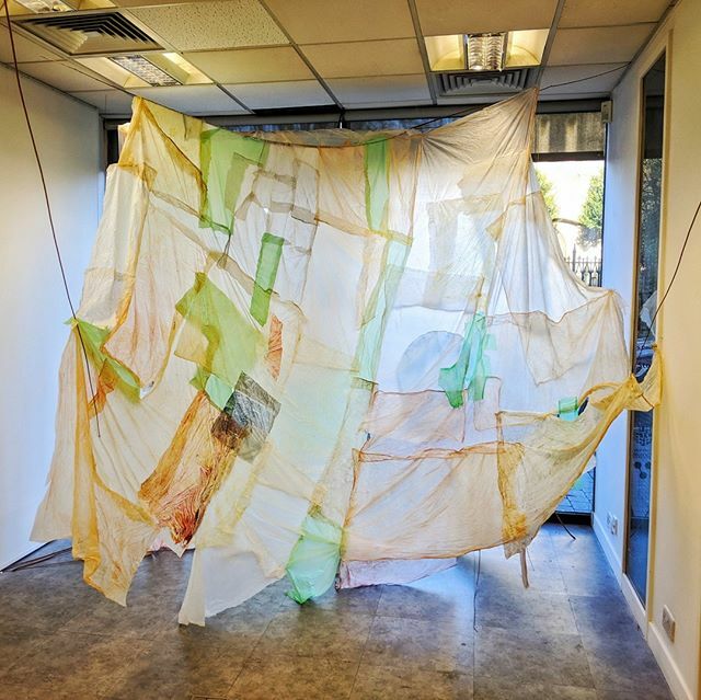 It's the last day to catch the work of <a href="/Liz_Elton/">Liz Elton</a> at <a href="/TheStoneSpace/">Stone Space Gallery</a> gallery in Leytonstone. The work is made up of compostable food waste bags so it should slowly decay over time. There are seeds placed within the work that will eventually return to the … ift.tt/39FYCf3