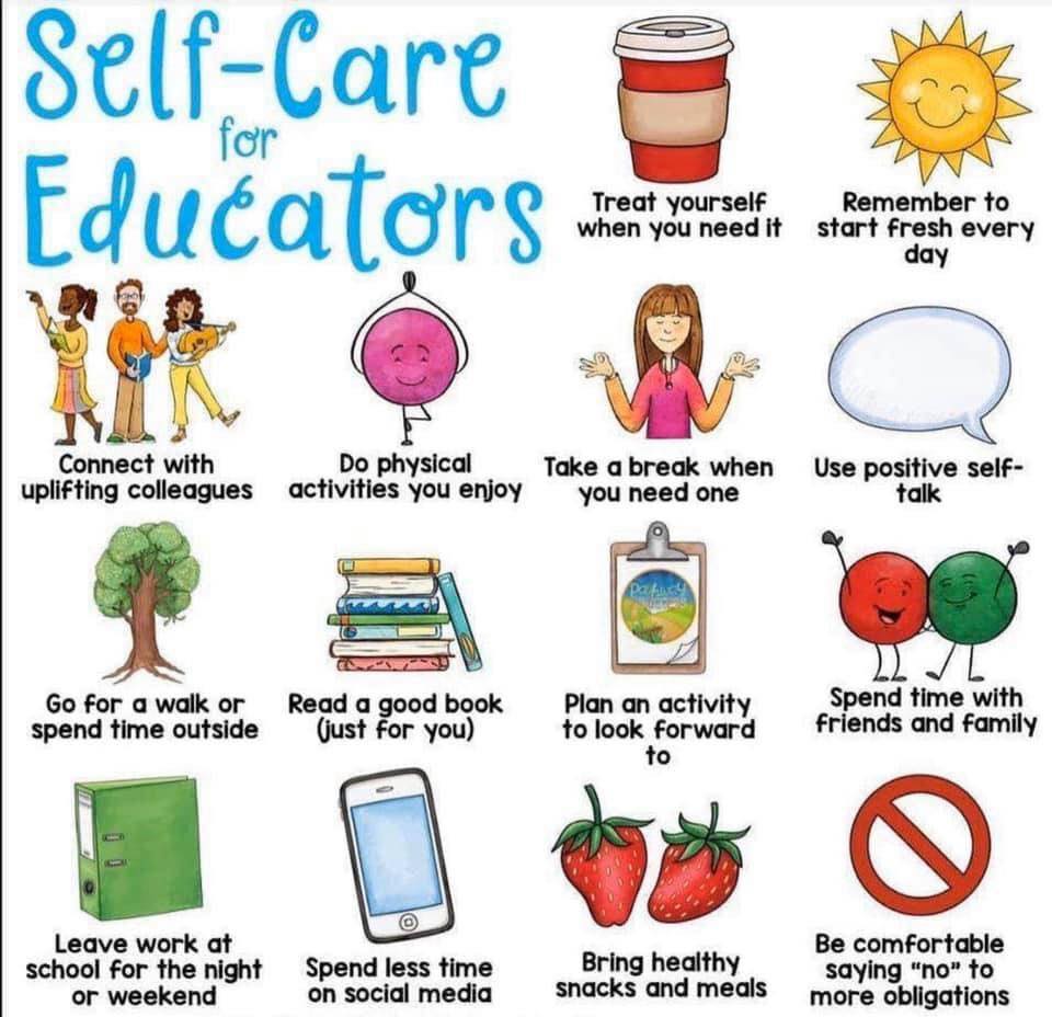 Many educators  are preparing for the return to school tomorrow. Sometimes the refreshment of holidays can feel short-lived. Here's a reminder of the ways we can take care of ourselves and ensure that we offer the world our best #selfcarematters