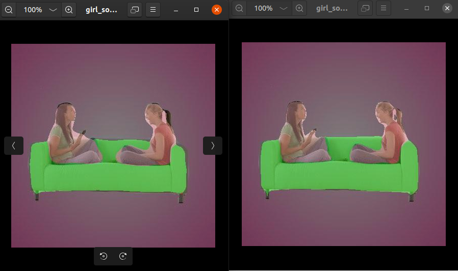 agath_alex's tweet image. Speaking about sofas. Here is an example where bothe succeed. In the case where I trained the #DeepLab (on the left) and using far less gpu resources than #PSPNet we achieve almost the same results. My aim is not to favor any approach. @KirkDBorne
