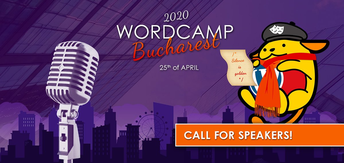 📣Reminder: You still have time to APPLY AS A SPEAKER until the 23rd of February!
👉 Apply here: 2020.bucharest.wordcamp.org/2019/11/20/cal…
The 4th edition of WordCamp Bucharest will take place on April 25, 2020, and we are seeking amazing speakers from all around the globe! #WordPress