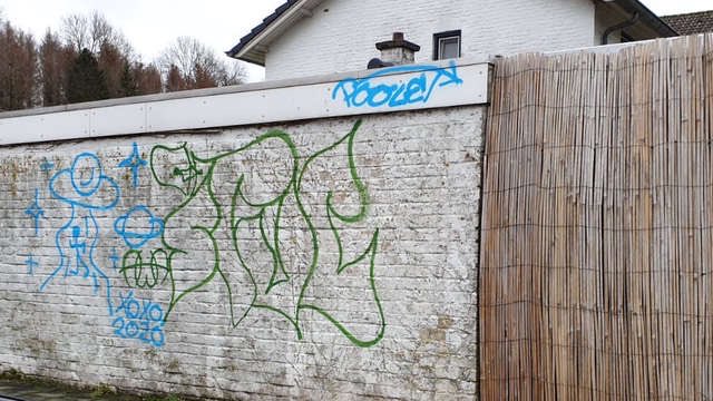 Graffitispuiter bekladt muren en straatmeubilair in Eys - 1limburg.nl/l/94186 #1Limburg  1limburg.nl/l/94186