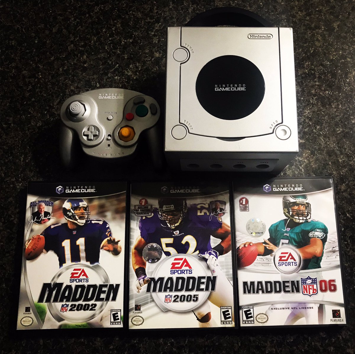 theeRetroRhino's tweet photo. Hey yo! After @NEPlaybook pulled out some awesome retro Madden pictures it gave me the need to play GameCube Madden games. 

Thanks brother! 

Madden 05 greatest Madden Ever? Comment below

#RetroGaming #Madden #Madden05 #Madden02 #Madden06 #Nintendo #NintendoGameCube #GameCube https://t.co/dna5lqqEzy