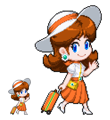 ピーチ姫 ピーチ姫様の公式の単純な線のアートワークの改変でのポニーテール