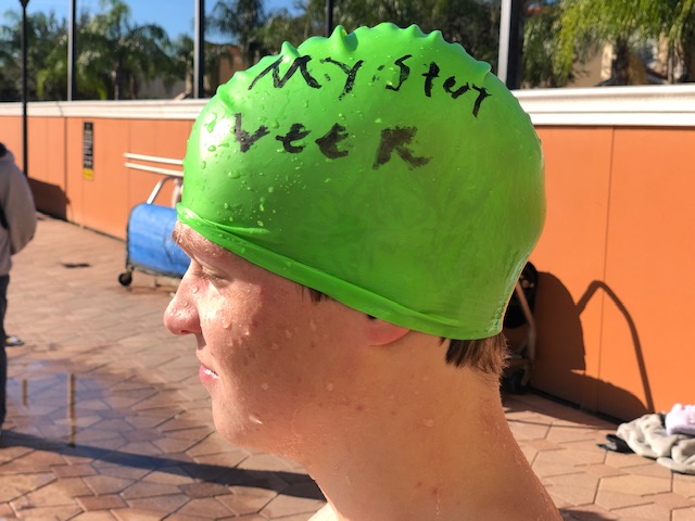 CVSTSwimming's tweet photo. It's the last day of Mystery Week and #CVST Crazy Cap Day! Here are some of the caps at practice today! Who will win prize for Craziest Cap? #CrazyCaps #CVSTRocks #FunnestTeam #FunnestSport #MWeek https://t.co/nTPir8XTDH https://t.co/otIIsDF65J