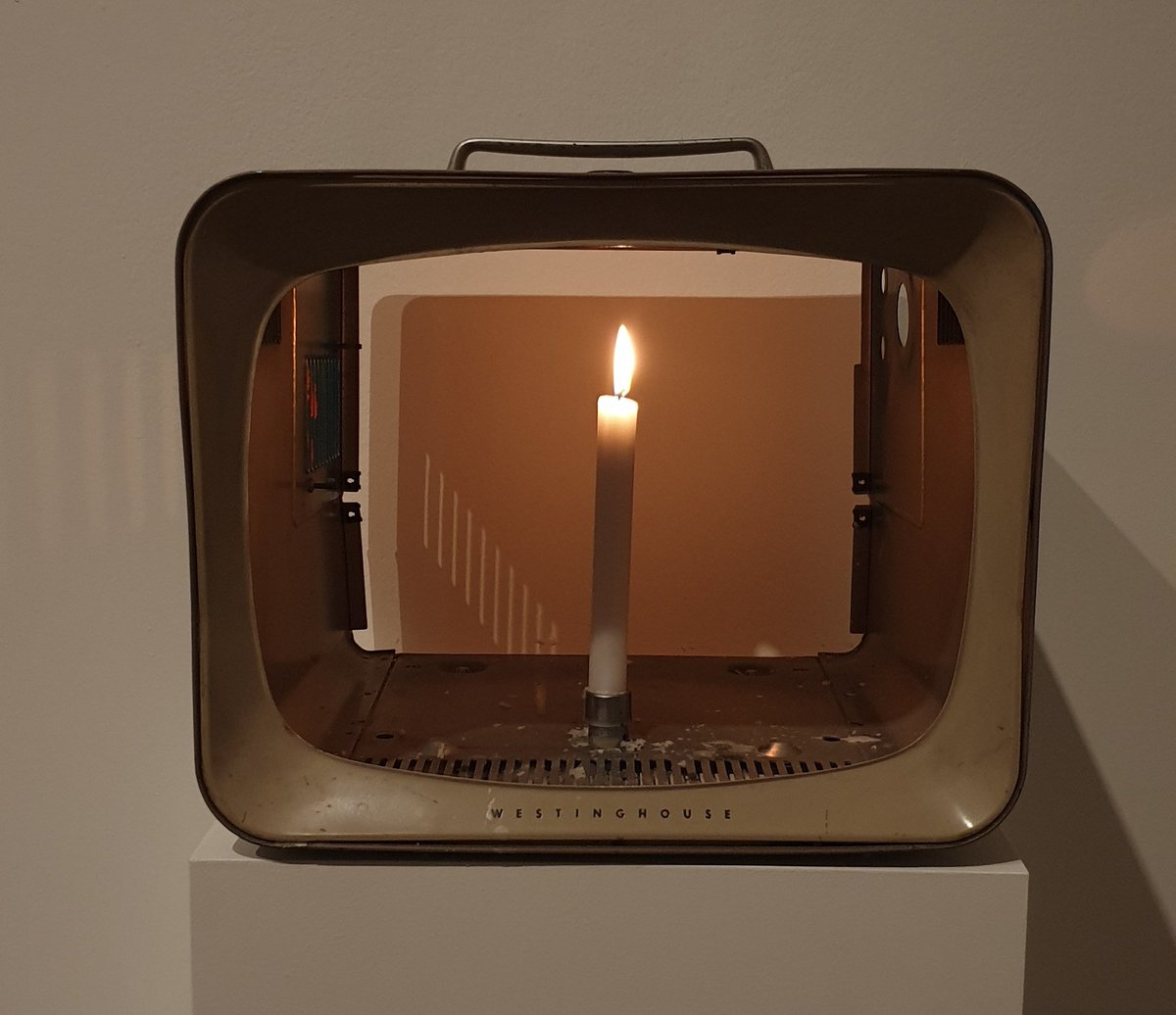 toogoodtyping's tweet photo. The glorious @EleanorSHyun introduced me to #namjunepaik now there is a great exhibition of his work on @Tate and it is pure class. It features candles! On fire! In a gallery! And y'know some amazing digital art https://t.co/0StEahwSOX