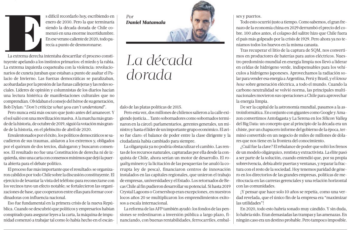 DMatamala's tweet photo. Un futuro improbable, pero no imposible: “La década dorada” 👇 https://t.co/8RvVPIOZ88